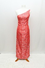 Vintage asymmetric womens dress red long S 80s