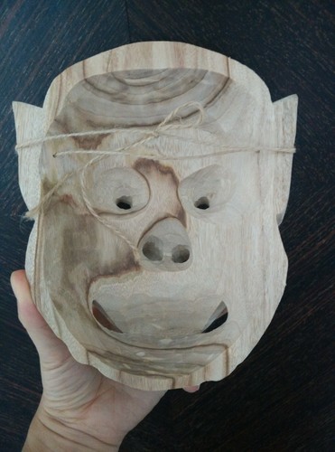 QH023- Maschera giapponese Noh Kappa 20,5x16x 6,6 CM legno di canfora intagliato a mano - Foto 7 di 9
