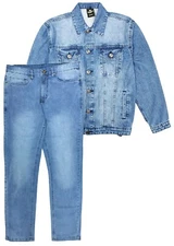 Men's Denim Classic Jean Suit 2-Piece Outfit Jacket & Pants