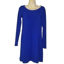 EXPRESS Designer Blue Long Sleeve Mini Dress Casual Round Neck Shift Dress SP