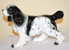 LARGE Vintage Porcelain Springer Spaniel Dog Figurine 7' Tall x 10" Long EUC!