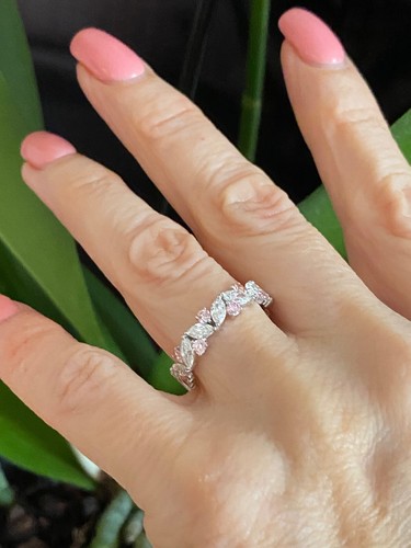 Bague de mariage diamant 1,89 ct alternée marquise et rose taille ronde cultivée en laboratoire 14 carats - Photo 6 sur 6