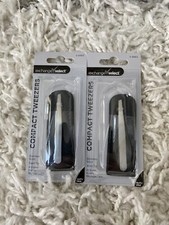 2 Pack, Compact Tweezers - Stainless Steel - w/ Storage Case