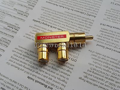 1x RCA Splitter Socket Male to 2 female Gold adapter plug