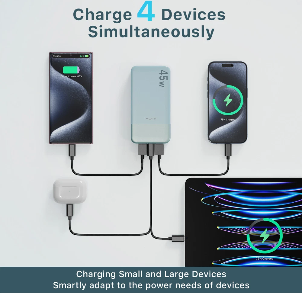 Power Bank 20000mah 45W PD Charging Portable External Battery For iPhone Charger