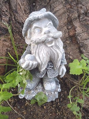 Latex gnome mold holding gold nugget elf cement plaster rubber mould 6'' x  3''