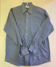 Marks Spencer Mens Blue Checkered Dress Shirt 15 1/2