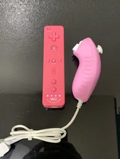 Official Nintendo Wii Remote Wiimote Controller Pink RVL-003 & Nunchuk RVL-004