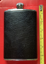 Vintage " Equestrian" 8oz Hip Flask - Leather Bound Stainless Steel