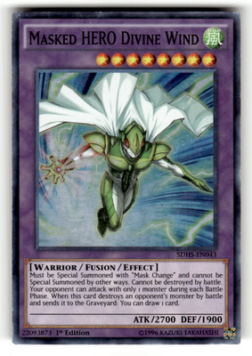 Masked HERO Divine Wind SDHS-EN043  Super Rare Structure Deck: HERO Strike LP