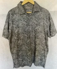 DANIEL CREMIEUX Size L Signature Gray Tropical Floral 100% Cotton SS Polo Shirt