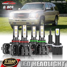 6PCS LED Headlight Hi/Lo Fog Bulbs Kit Fit 2001 2002-2006 Yukon Denali 6000K