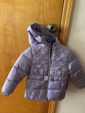 DUSTY LILAC PUFFER JACKET TODDLER GIRLS 4T PINK PLATINUM HOODED ZIPPER FRONT NWT