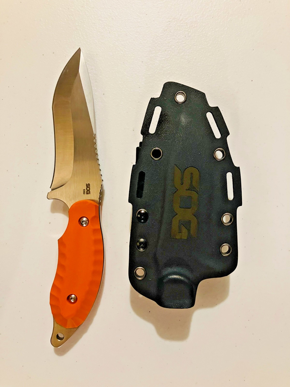 SOG Knives Kiku FX KU-2024 CPM-S35VN Orange G-10 Fixed Blade Knife - No Box