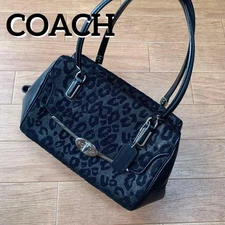 Coach Madison Chenille Ocelot Small Madeline East Black