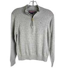 Vineyard Vines Sweater Jacket Boy L/16-18 Gray 1/4 Zip Cotton Classic