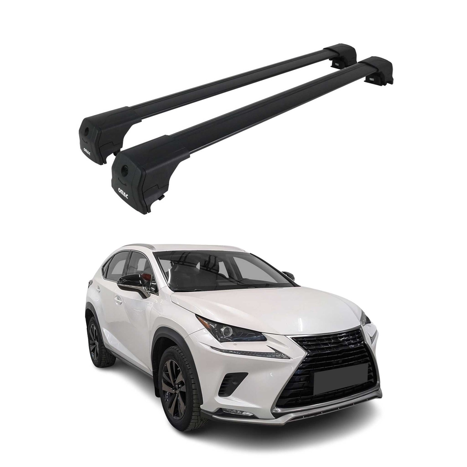 Barres de toit premium en alu noir design aérodynamique pour Lexus NX I 2Pcs