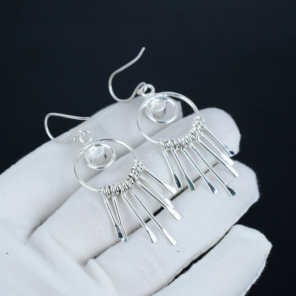 Verde Calcedonio Gemma Orecchini 925 Sterling Argento Per Regalo di Compleanno - Immagine 3 di 4