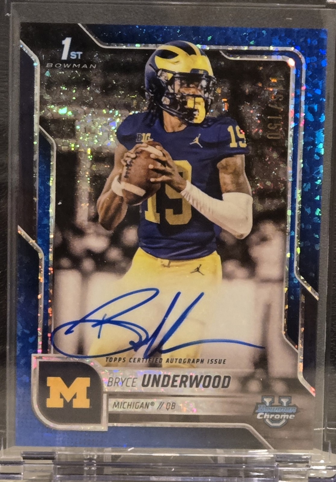 2025 Bowman Chrome U Bryce Underwood 1st On Card Auto Blue Mini Diamonds /150