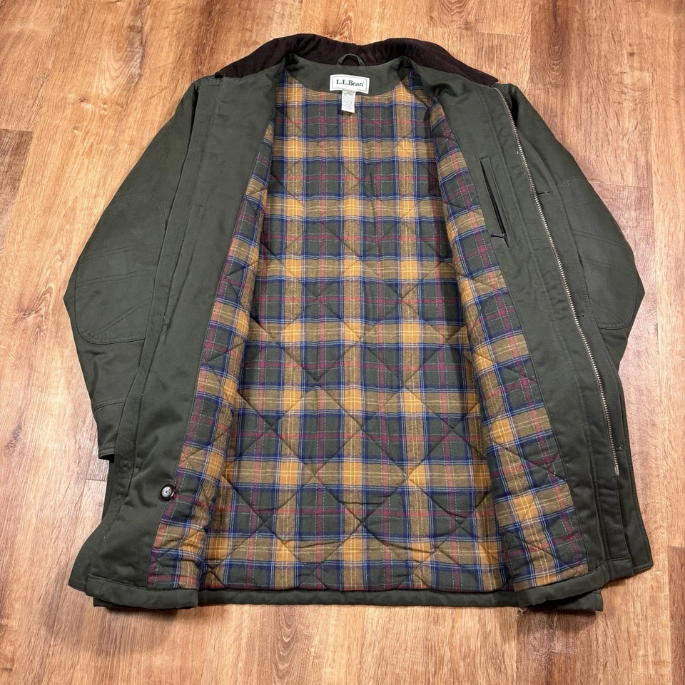 Vintage LL Bean Chore Jacket Mens XL 90s Green Blanket Lined Corduroy Collared - Image 2 of 4