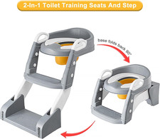 2 in 1 Toddler Potty Training Toilet Seat Foldable Potty Seat Ladder Step Stool
