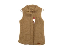 Marley Lilly Womens Vest Small Heater Quilted Oatmeal Sleeveless Full Zip