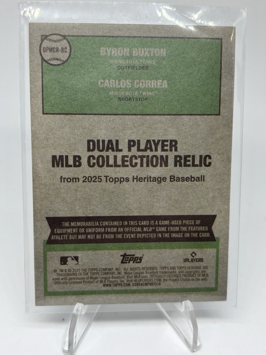 ToppsChrome2015 203 BYRON BUXTON RC ルーキー Correa & Buxton 2025 Topps Heritage Dual Player Relic #DPMCR