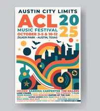 Austin City Limits 2025 ACL Music Festival Concert Poster Texas 13x19 Art Print