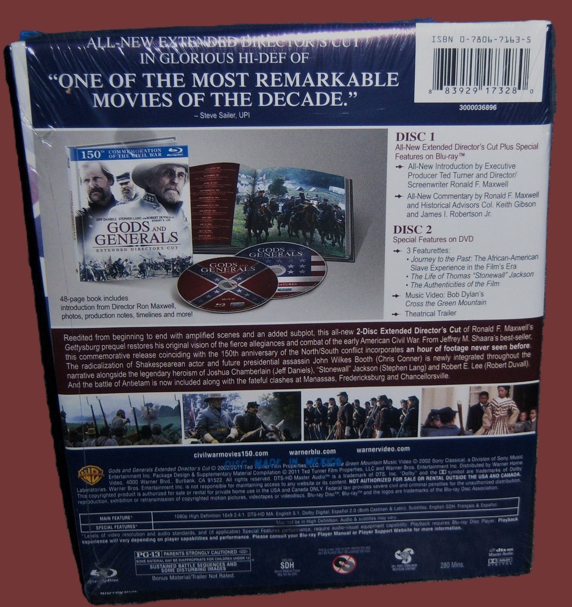 Gods and Generals (Blu-ray Disc, 2011, 2-Disc Set, Directors Cut