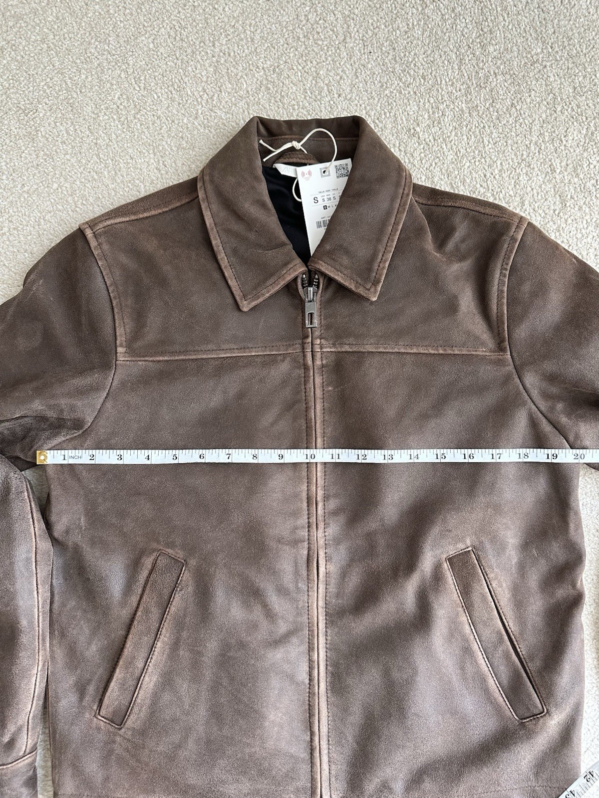 BNWT Zara Brown 100percent Goat Leather Jacket Small Sold Out image 6