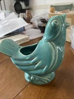 Vtg McCoy USA Singing Bird Pottery Planter turquoise blue