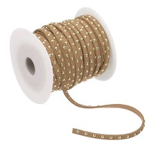 65.6ft Studded Faux Suede Cord Rope 5mm with Rivets Light Brown Golden
