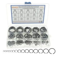 Metric 15-Sizes round Wire C-Clips External Retaining Rings Assortment Kit;Round