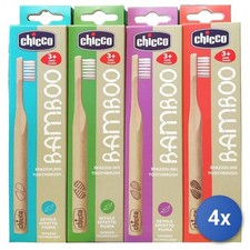 4X Chicco Junior Bamboo Toothbrush 3 Years Made In Italy