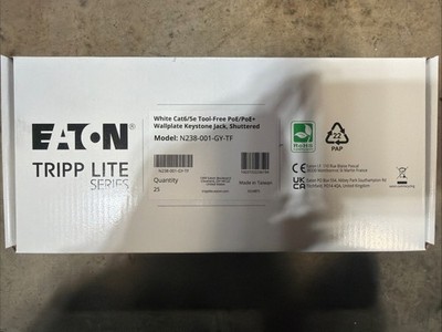 Tripp Lite N238-001-GY-TF RJ45 Keystone Jack Cat6A, Cat6, Cat5e (25-Pack)