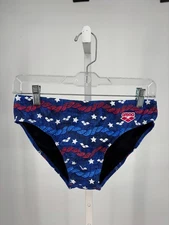 Arena Swim Brief Mens 34 Blue Red Rope Stars Countries Beach Sports Performance