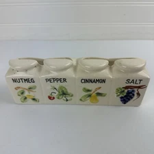 VTG Ceramic Wall Pocket Spice Jar Planter Japan Salt Pepper Nutmeg Ginger Fruit