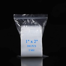200pcs Small Plastic Bags 1" x 2" Reclosable Zip Poly Baggies, Heavy Duty