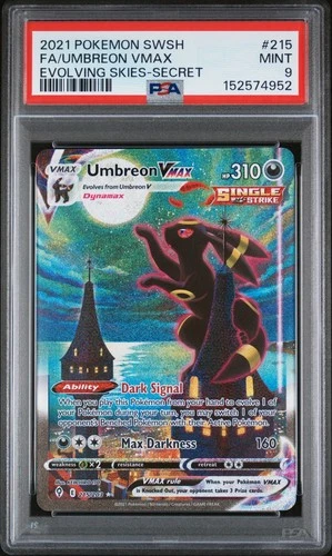 2021 POKEMON SWORD & SHIELD EVOLVING SKIES SECRET FULL ART/UMBREON VMAX PSA 9