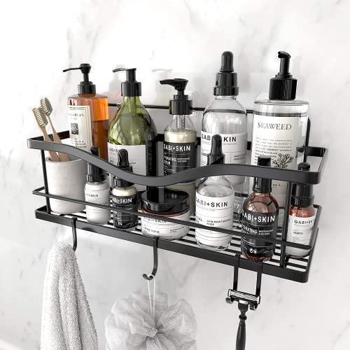 KINCMAX Shower Caddy Basket Shelf with Hooks, Caddy Organizer Wall