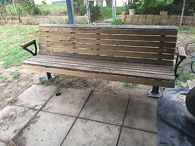 Heavy Cast Aluminium And Timber Bench Seat Lounging Relaxing Cast Aluminium And Timber Bench Seat