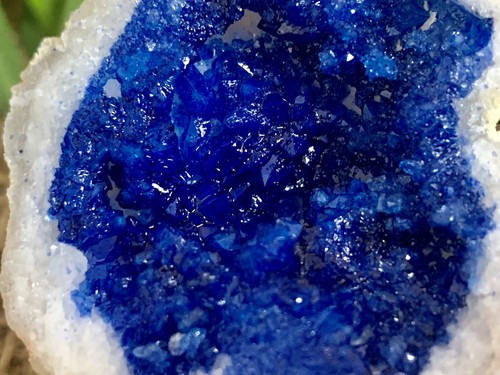 Blue Geode Pair Crystal Quartz Gemstone Specimen Dyed Morocco Geode Crystal - Picture 3 of 9