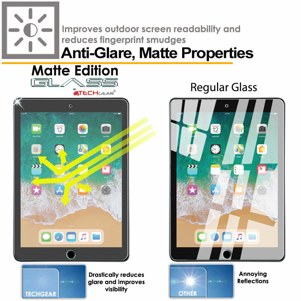 TECHGEAR Anti éblouissement MAT Verre pour iPad 10.2 2021/2020 / 2019 [9ème  8ème 7ème génération] MATTE Anti Glare Protecteur d'Écran Mat Anti Reflet  en Verre Trempé Compatible avec iPad 10,2 pouces : : Informatique