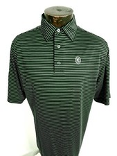 Footjoy Mens Large Black White Striped Short Sleeve Golf Polo Shirt