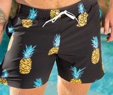CHUBBIES PINEAPPLE SUNDAES CLASSIC 4" SHORTIE BRIEF LINED SHORTS SWIM TRUNKS S