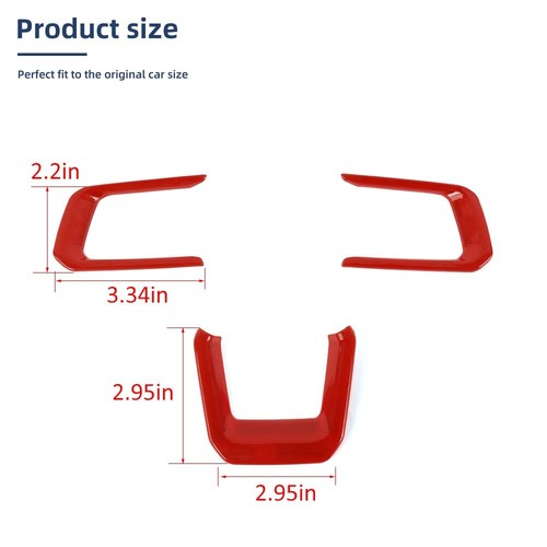 Red Front Center Interior Steering Wheel Trim Decor Cover for Ford Mustang 2024+ - Picture 9 of 14