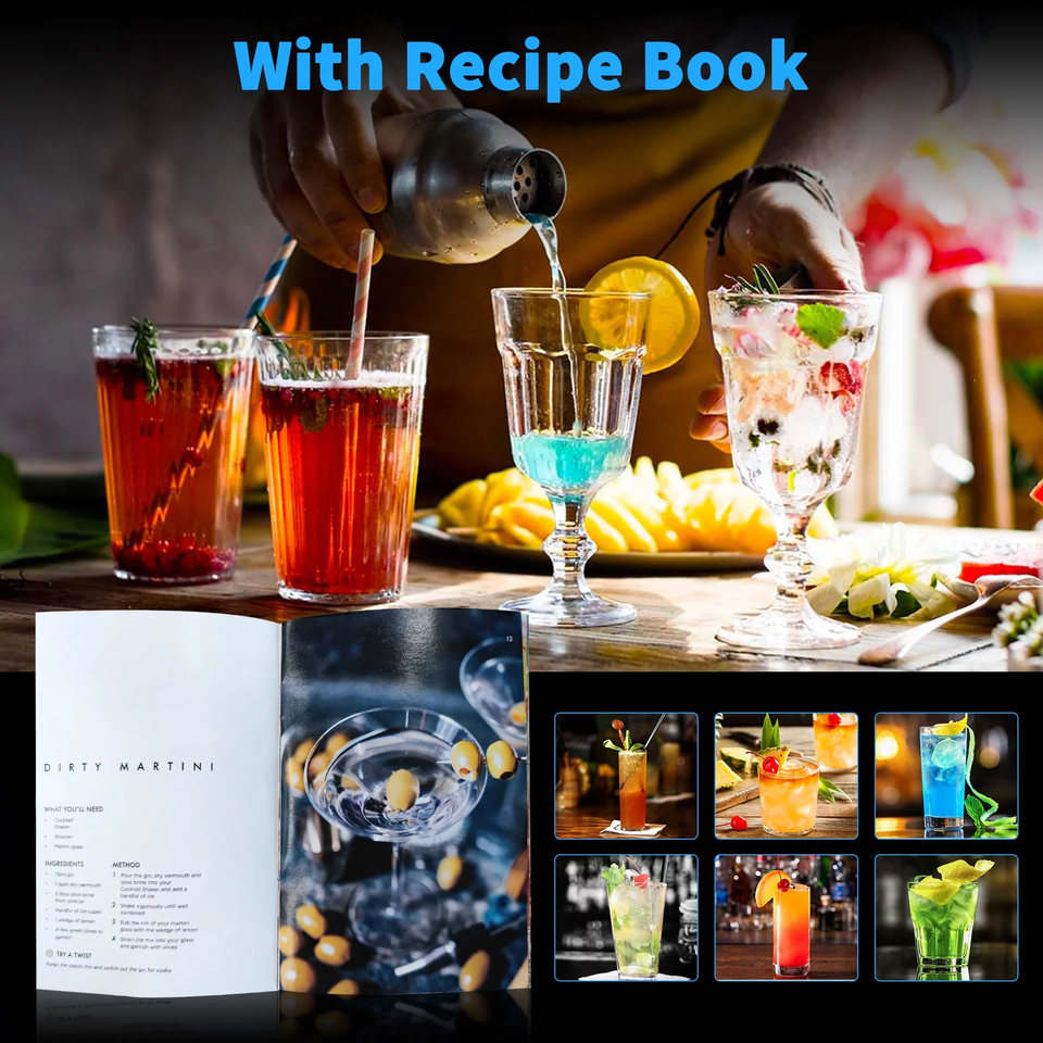 Cocktail Shaker Set with Rotatable Stand, Mixology Bartender Kit Bar