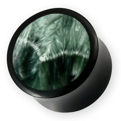 Horn Plug Seraphinit grün klinochlor edelstein flesh tunnel perlmutt stein stone