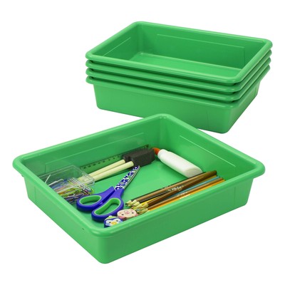 62520U05C Storage Tray, Letter Size, 5-Pack, 10 x 13 x 3 Inches, Green,Flat Tray