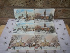 VINTAGE SET OF SIX PICTURE COASTERS "WINTERY ENGLAND" JUDGE BRAND